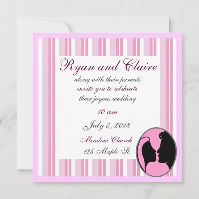 Cameo Kiss Silhouette Mariage Invitations (Devant)