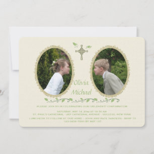 Cameo Siblings Deux Photo Invitation Religieuse