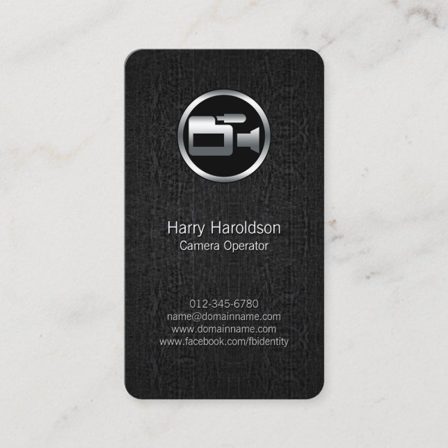 Caméra Opérateur Caméra Carte de visite noir (Devant)