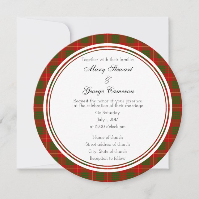 Cameron Scottish Mariage Round Invitation (Devant)