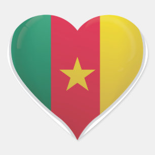Cameroun amour drapeau orgueil autocollant coeur