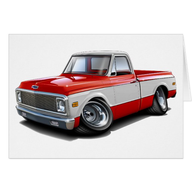Camion 1970-72 Rouge-Blanc de Chevy C10 (Devant horizontal)