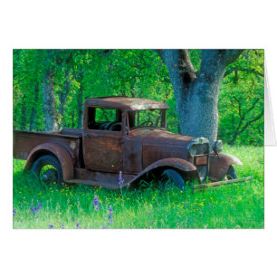 Camion antique rouillé dans un pré