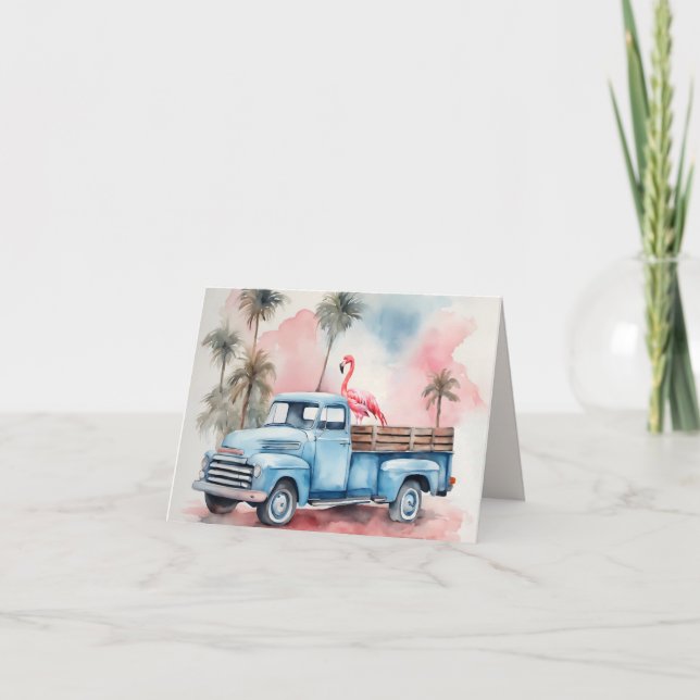 Camion Aquarelle Avec Flamant rose (Devant)