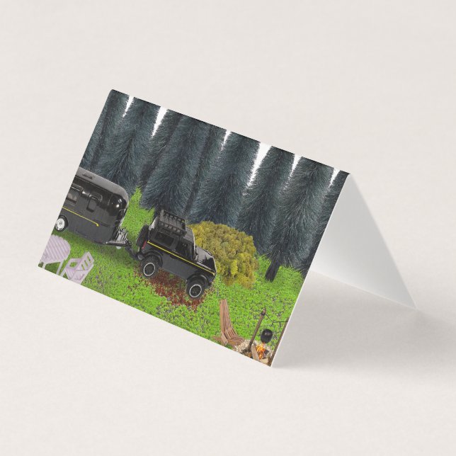 Camion avec Camper dans le Bois Cleared Camping Sp (Front)