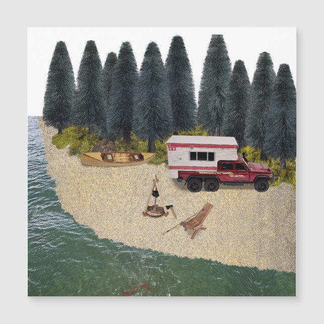Camion avec Camper dans le Camping de la rivière F (Devant)