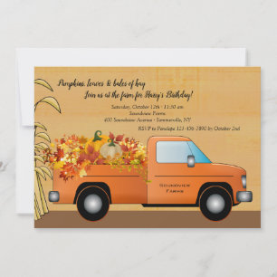 Camion avec Invitation de Feuilles d'Automne