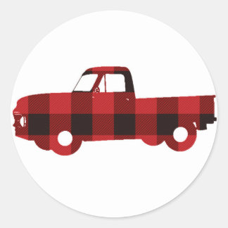 Camion Buffalo Plaid | Stickers ronds