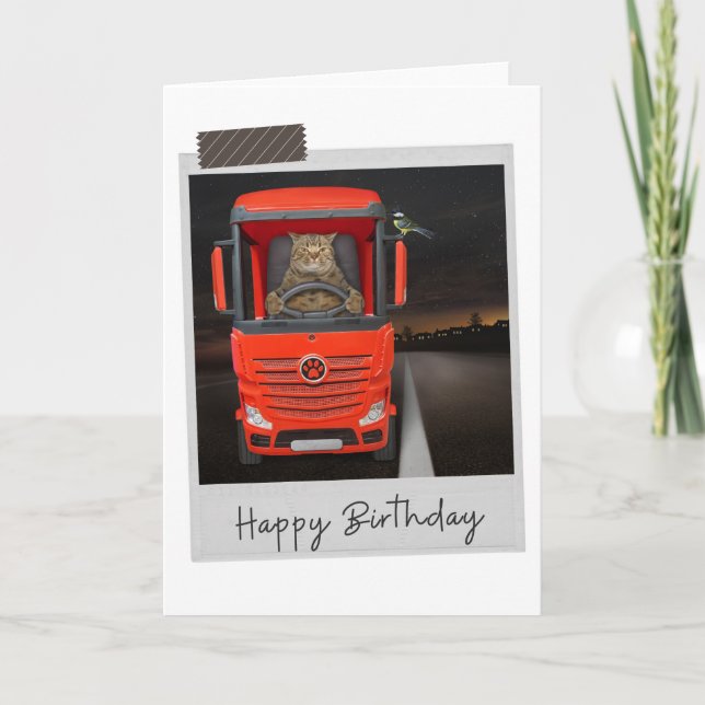 Camion Chat Funny Carte d'anniversaire (Devant)