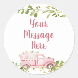 Camion Citrouille rose Votre message ici Sticker