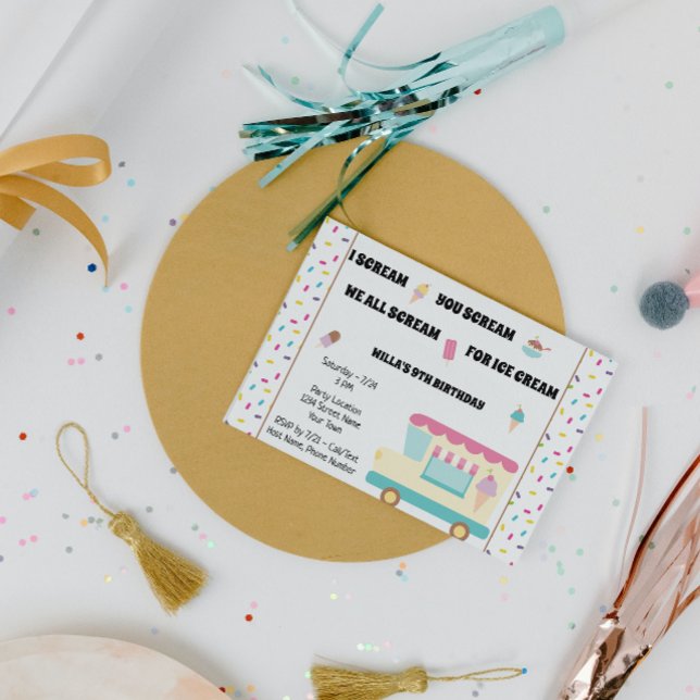 Camion Crème de glace Invitation Anniversaire (Créateur téléchargé)