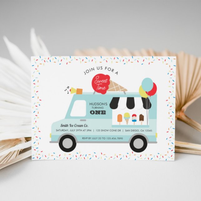 Camion Crème de glace Invitation fête d'anniversai (Ice Cream Birthday Party Invitation)