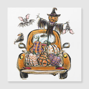 Camion de champ de citrouilles d'automne avec épou