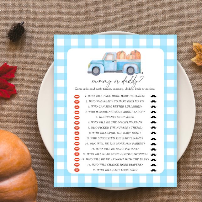 Camion de citrouille - jeu de baby shower maman ou (Créateur téléchargé)