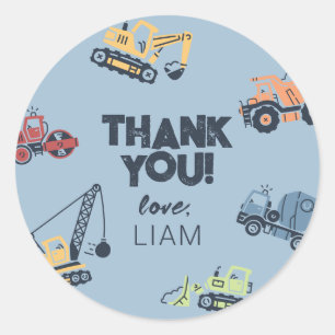 Camion de construction Stickers Merci d'anniversai