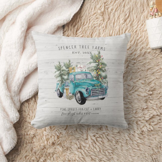 Camion de Ferme Rustique | Coussin de Nom de Famil (Couverture)