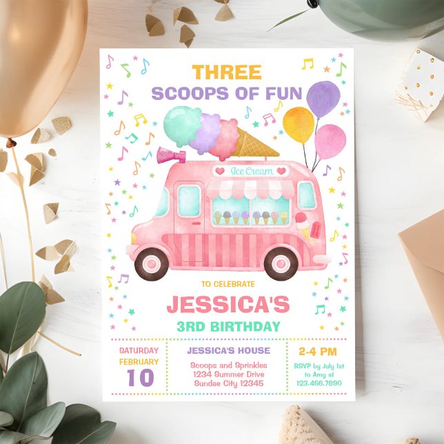 Camion de Glace Crèmes de Fun Invitation d'anniver (Créateur téléchargé)