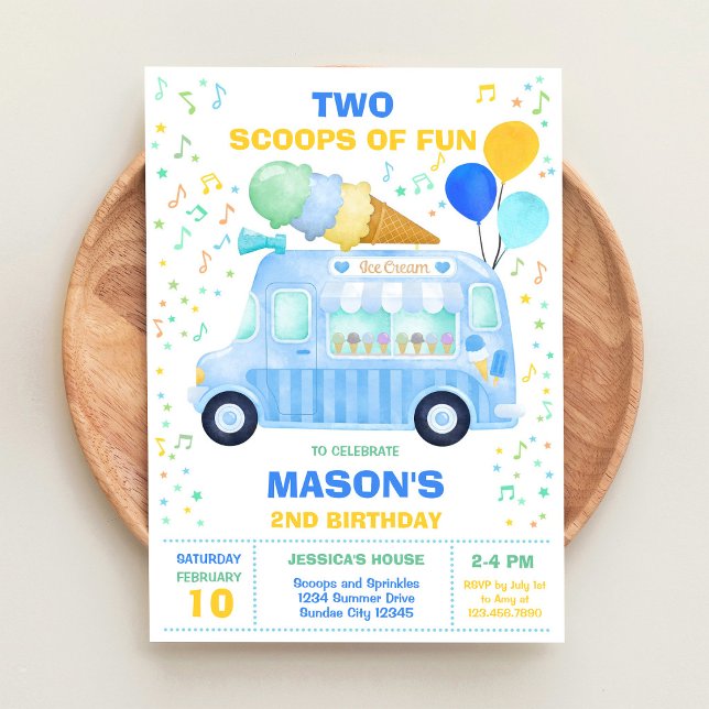 camion de glace Invitation d'anniversaire Scoops O (Créateur téléchargé)