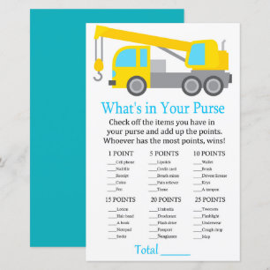 Camion de grue Qu'y a-t-il dans votre baby shower