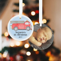 Camion de pompiers Bébé's 1er Noël Photo Souvenir