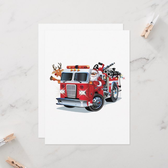 Camion de pompiers de Noël de dessin animé (Devant/Arrière en situation)