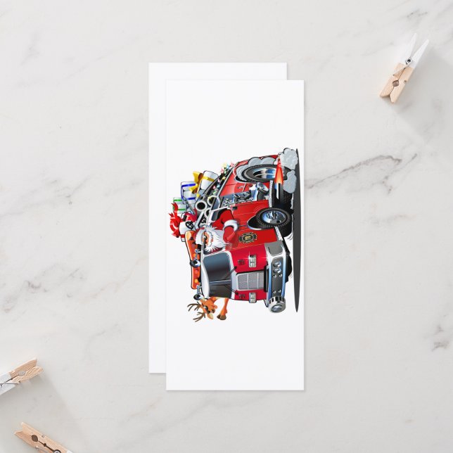 Camion de pompiers de Noël de dessin animé (Devant/Arrière en situation)