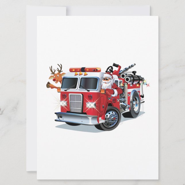 Camion de pompiers de Noël de dessin animé (Devant)