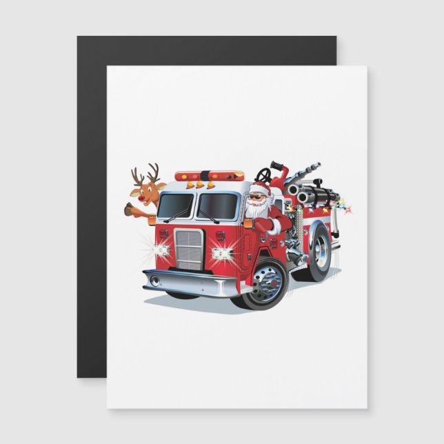 Camion de pompiers de Noël de dessin animé (Devant / Derrière)