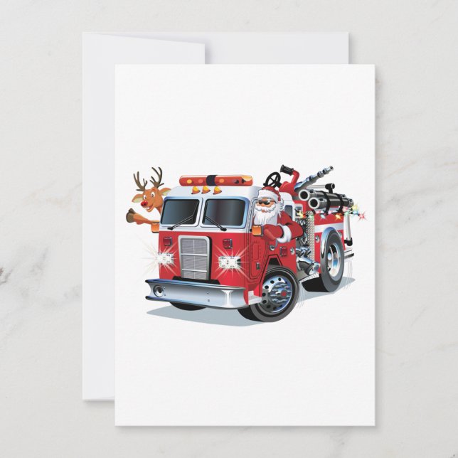 Camion de pompiers de Noël dessin animé (Devant)