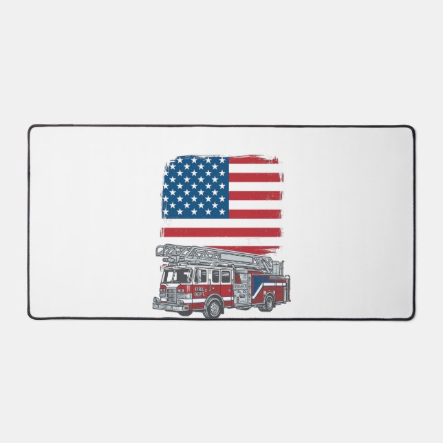 Camion de pompiers patriotique drapeau américain v (Recto)