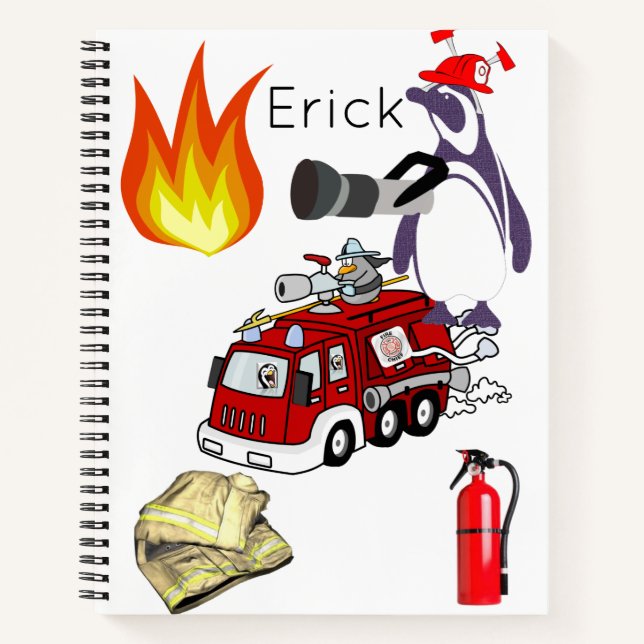 Camion d'incendie de Penguin Carnet spiral (Devant)
