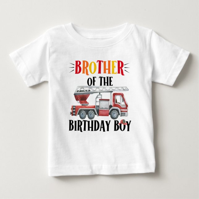 Camion D'Incendie Frère Du T-Shirt Garçon Annivers (Devant)