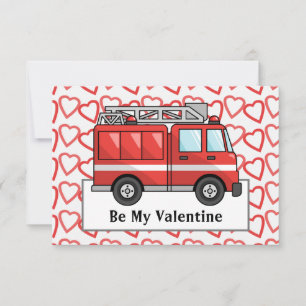 Camion-feu et coeur Carte Valentine pour enfant
