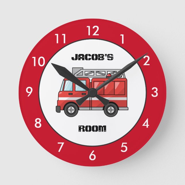 Camion-feu rouge - Horloge ronde personnalisée (Recto)