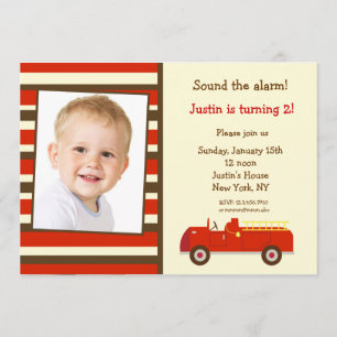 Camion-feu Vintage Photo Invitation à la fête d'an