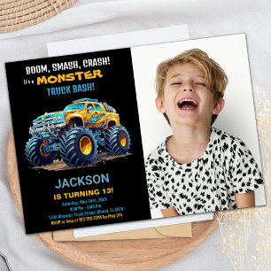 Camion Monster Jaune Invitations Anniversaire Phot