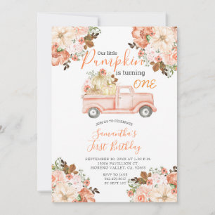 Camion Pink Peach Aquarelle Citrouille  Invitation