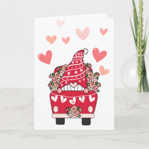 Camion rétro Carte Valentine Gnome