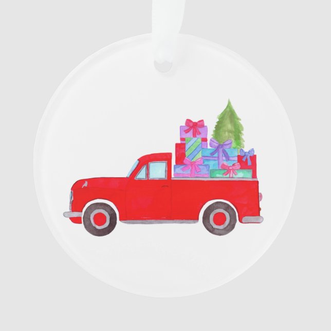 Camion Retro Pickup avec cadeaux de Noël (devant)
