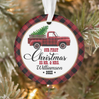 Camion rouge vintage Notre 1er Noël