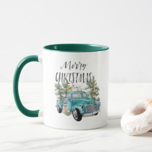 Camion rustique Bleu Farmhouse Christmas Mug