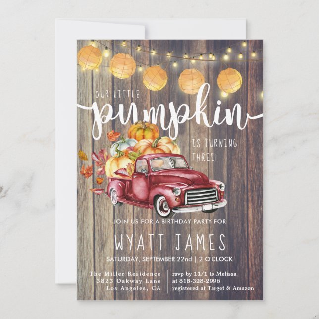 Camion Vintage Bois Rustique Anniversaire Automne (Devant)