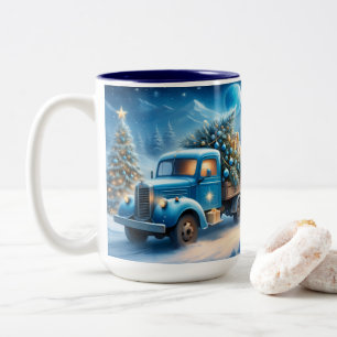 Camion Vintage personnalisé Mug de Noël, Retro