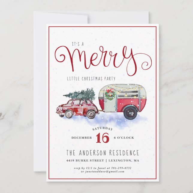 Camionnette Rouge Vintage | Fête de Noël (Devant)