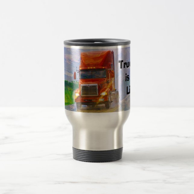 CAMIONS BIG RIG RED TRUCK VOYAGE MUG (Centre)