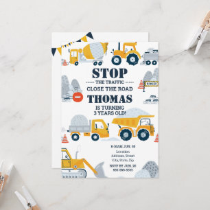 Camions de construction Toddler Invitation d'anniv