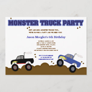 CAMIONS MONSTER 5x7 Invitations d'anniversaire