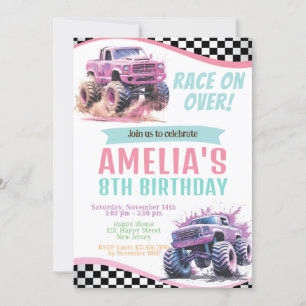 Camions Monster Girl Invitation Anniversaire. Cour