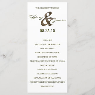 Camo Ampersand Wedding Programme