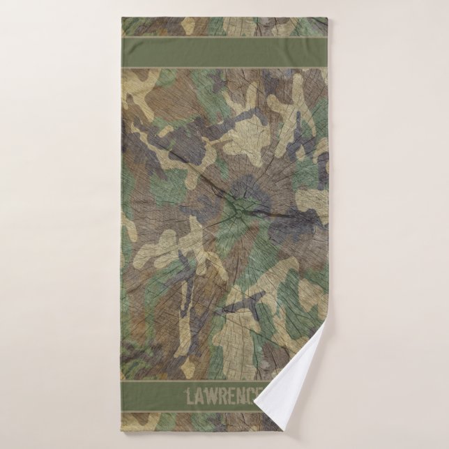 Camo Bois vert et Brown Effet Camouflage (Serviette de bain)